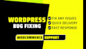 fix wordpress problems, elementor issues, woocommerce bugs