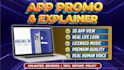 create a stunning app promo or explainer video with 3d visuals and voiceover