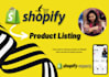 do professional shopify product listing