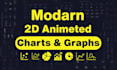 do charts and graphs in 2d animated and modern infographic