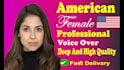 record professional american female voice over in english