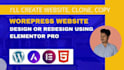 create website design and redesign wordpress website using elementor pro