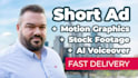 create engaging video ads with stock footage and motion graphics