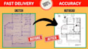 redraw PDF,sketch,or image drawing to auto cad 2d floor plan