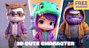 create cute chibi 3d character modeling and stylized rendering