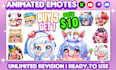 draw twitch emotes badge and animated for twitch, kick, discord, vtuber
