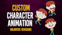 animate attractive 2d cartoon characters and nft