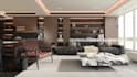 do interior design of living room, kitchen, and bathroom with 3d rendering