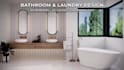 design 3d bathroom and laundry room with a shopping list