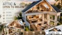 create 3d interior rendering of usa attic and double height ceiling home design