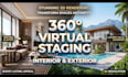 do 360 virtual renovation for backyard and landscape panorama