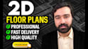draw 2d floor plans, architectural design, redraw sketches in autocad, rendering