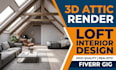 create cozy 3d attic interior visualization