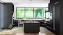 design 3d kitchen interior, render realistic modern kitchen design