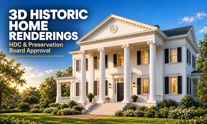 design 3d historic home renderings for hdc and preservation board approval