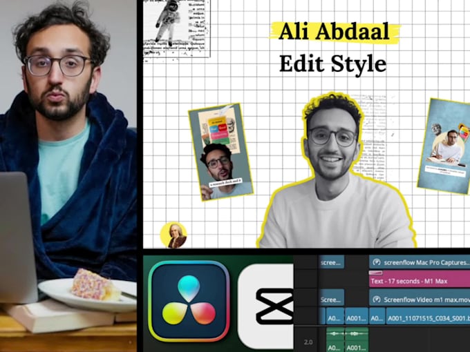 do youtube and short form video editing in ali abdaal or iman gadzhi style