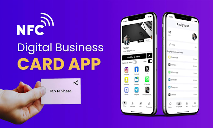 make digital business card or nfc reader app with analytics