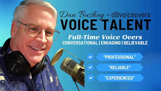 record an engaging pro voice over for video, TV and radio promotions