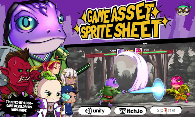 design and animate 2d game asset character sprite sheet for your game