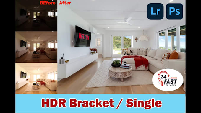 do real estate photo editing hdr and single image
