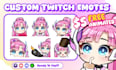 draw twitch emotes, chibi emotes, animated emotes, vtuber for stream