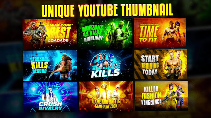 Design attractive unique viral gaming clickbait youtube thumbnail in 2 ...