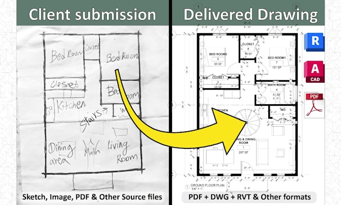 create architectural floor plans and construction drawings