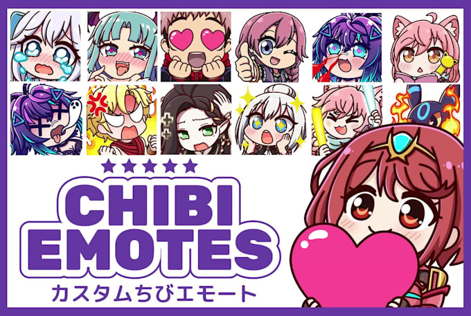 create cute custom chibi emotes for twitch, youtube, and discord