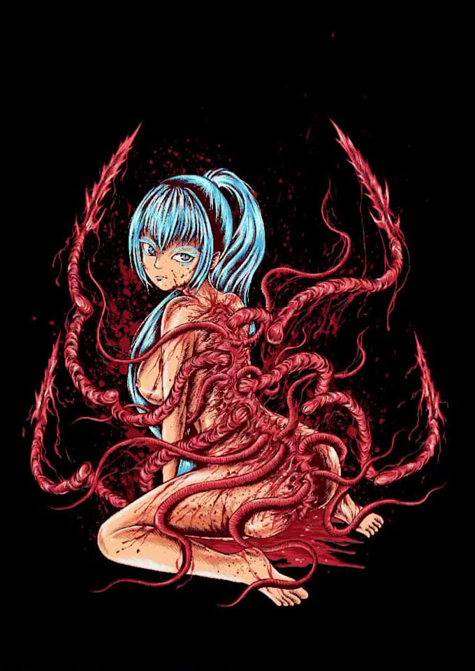 do original dark anime illustrations for tshirt design