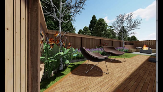 design your back yard landscape, garden, 3d renderings