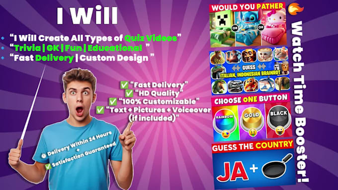 make all types of quiz videos with text and images