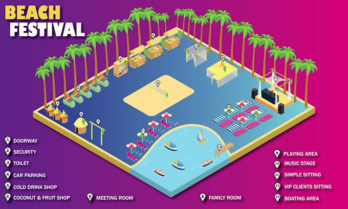 Design 3d isometric event map and vector maps illustrations by ...