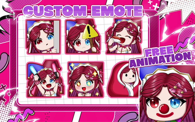 create emotes, chibi emotes, twitch emotes, animated emotes, for vtuber stream