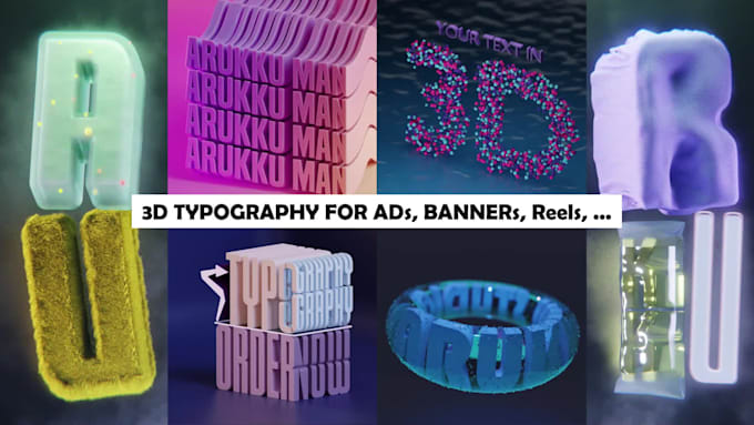do 3d text animation in 4k for banner,poster, graphic design