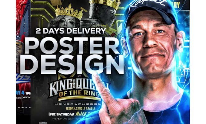design a wrestling poster, banner, and thumbnail