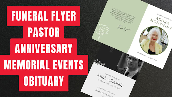 do event, funeral flyer and obituary in 2 hours