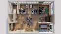 do office 3d floorplan layout rendring