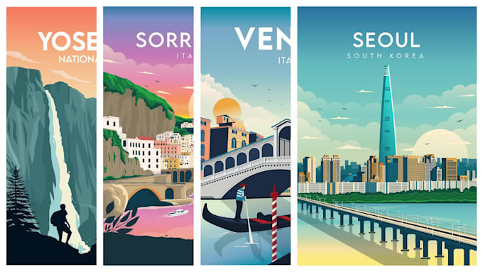 create a vintage retro style travel poster design