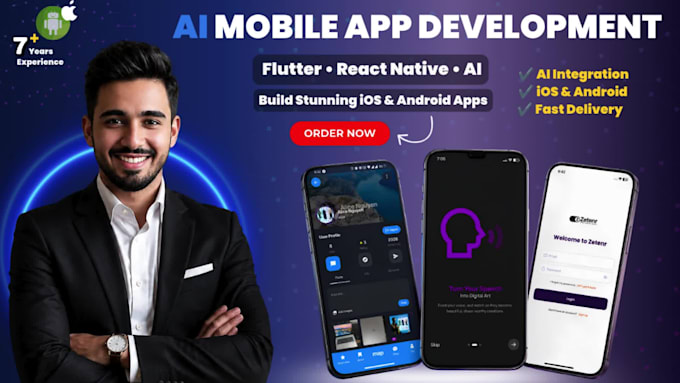 do ai mobile app development for ios and android using flutter and react native