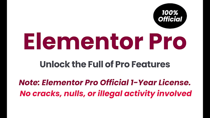 provide genuine elementor pro official 1year license