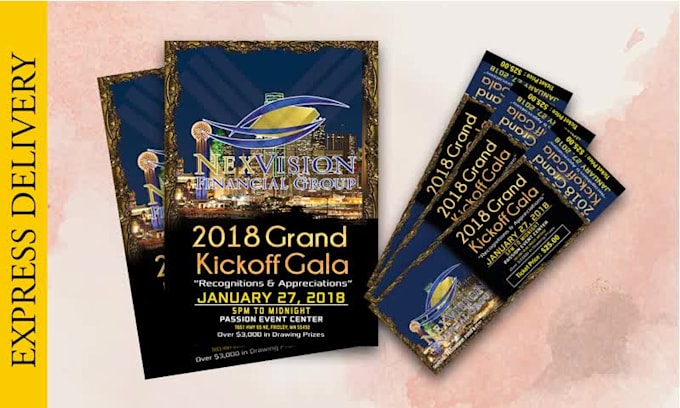 design flyer, matching ticket, poster, even ticket in 6hrs