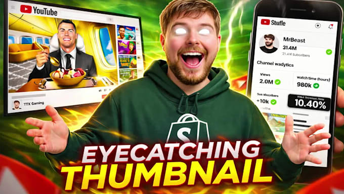 design a amazing eye catchy youtube thumbnail