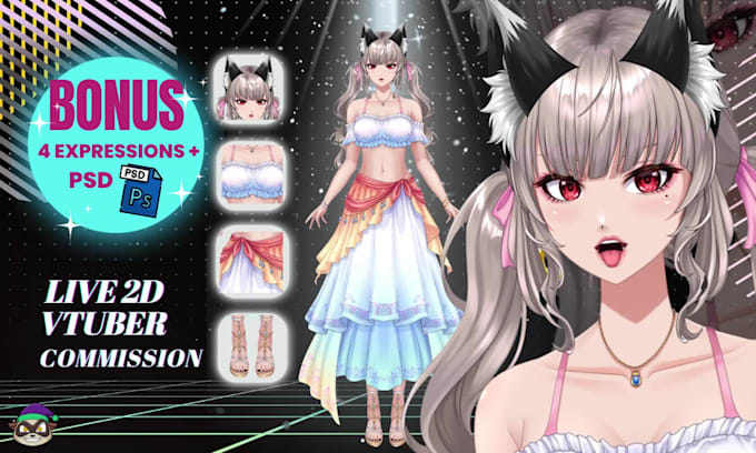 design and rig a premium live2d vtuber model avatar art character in anime style