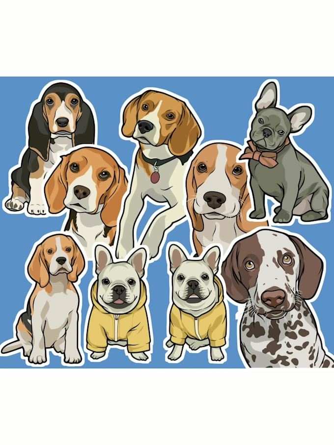 draw cartoon illustration portrait for dog, cat or any pet