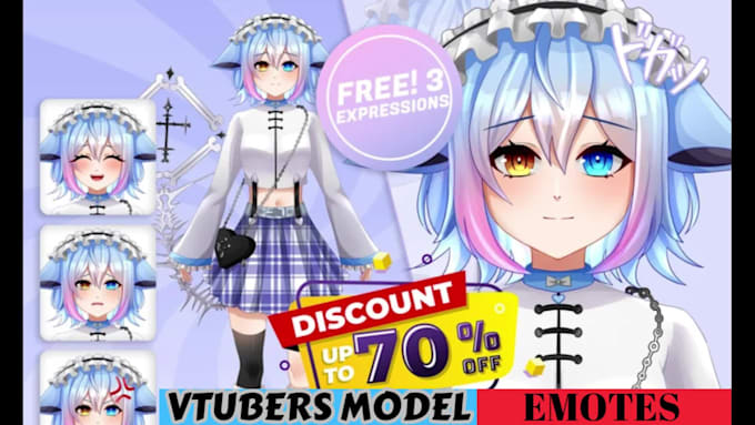 create pngtuber or animated giftuber design with cute anime chibi, vtuber model