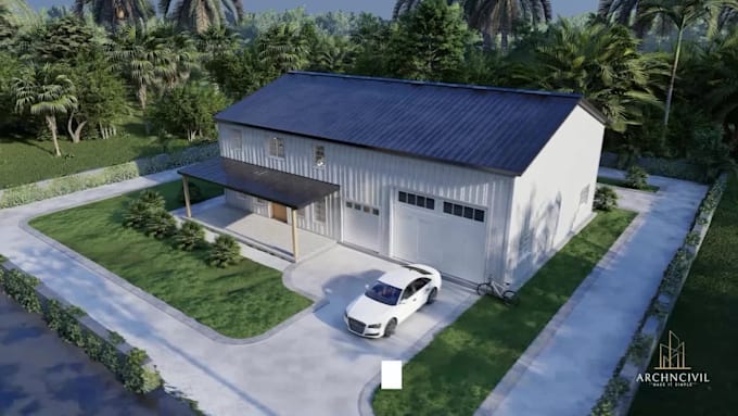 create barndominium and pole barn floor plan and visuals