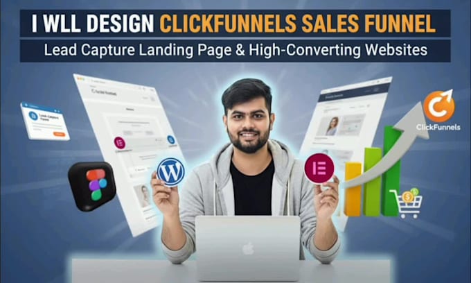 design wordpress lead capture landing page and clickfunnels sales funnel