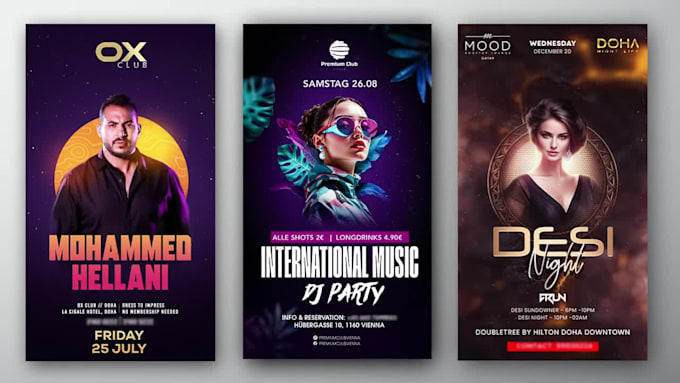 design party, event, concert flyers