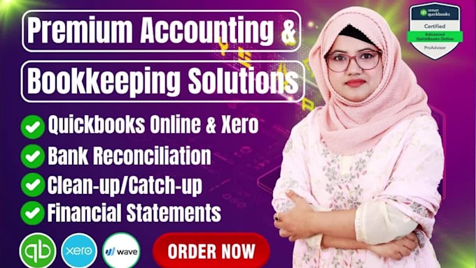 do quickbooks online, xero monthly bookkeeping, reconciliation, and payroll