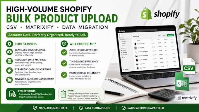bulk upload products to shopify via CSV, flat file, or matrixify